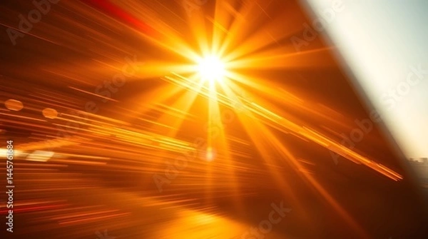 Obraz Abstract sunburst background, golden rays, motion blur, warm light, energy, speed.