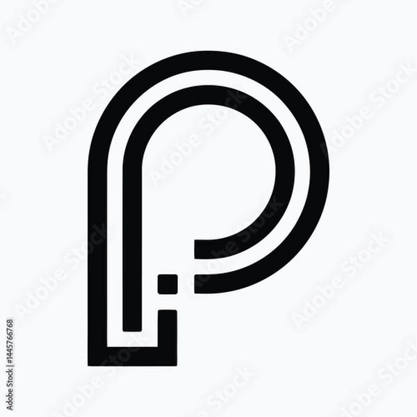 Obraz Modern minimalist initial letter P logo, Minimal shape alphabet letter P icon 
