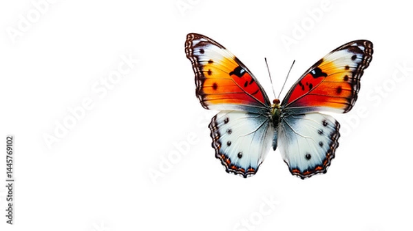 Fototapeta Vibrant Colorful Butterfly on White Background Isolated for Design Projects