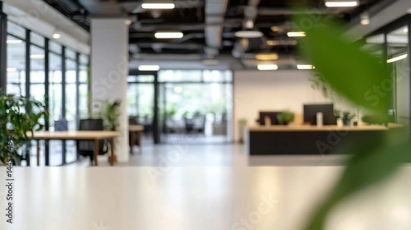 Fototapeta An airy office interior featuring subtle blurred details for a tranquil vibe.