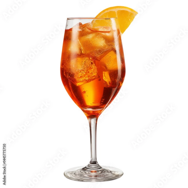 Obraz Aperol spritz cocktail with ice and lemon garnish