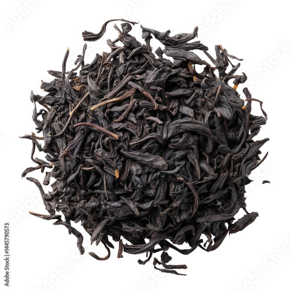 Obraz Loose black tea leaves isolated on white background