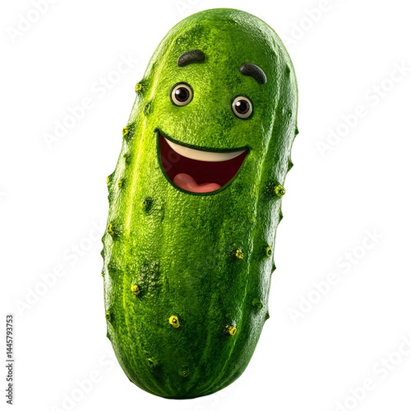 Fototapeta Funny cucumber illustration isolated on transparent background