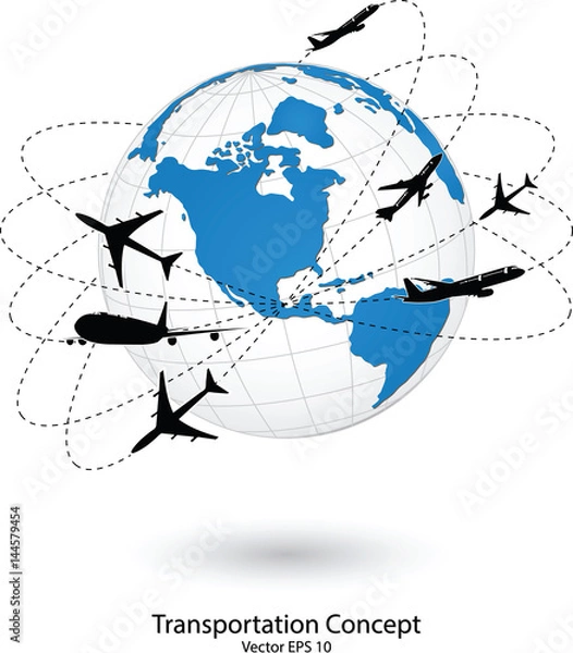 Fototapeta Airplane Travel Around the World Icon, Vector Illustration EPS 10.