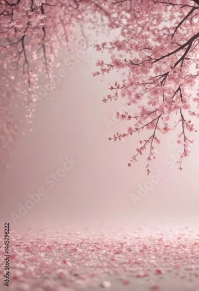 Obraz Soft pastel background with gently falling pink sakura petals, creating a dreamy atmosphere ,  cherry,  image,  soft