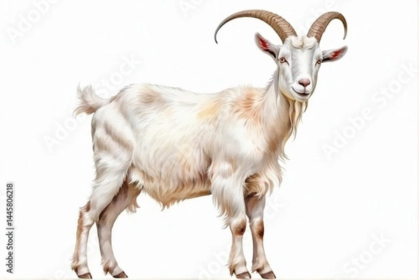 Fototapeta Watercolor painting of a goat symbolizing the Chinese zodiac, traditional Asian brushstroke art capturing the gentle yet strong nature of this animal