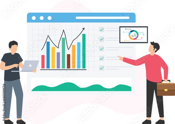 Fototapeta A company graph or business graph, financial graph or performance chart, sales graph or revenue graph, market share graph or industry comparison, profit margin graph or income distribution chart, grow