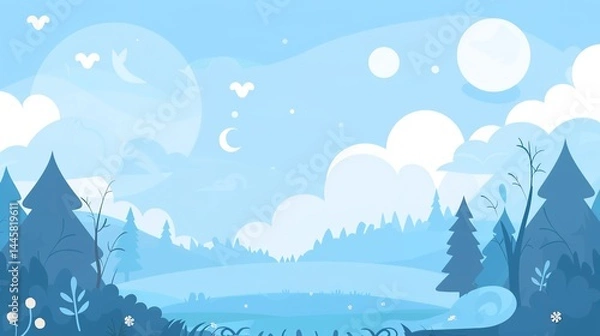 Fototapeta Light Blue Cartoon Anime Style Background: A Delightful Fusion of Whimsy and Visual Charm