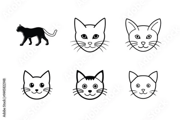 Fototapeta cat face silhouette vector icon minimal cute style 9