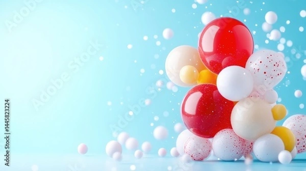 Fototapeta Colorful balloons in a light blue background