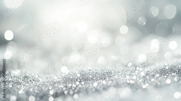 Fototapeta A luxurious silver glitter texture layered on a silver background, creating a sleek, sparkling, and monochrome look—ideal for elegant, festive, or minimalist design themes.

