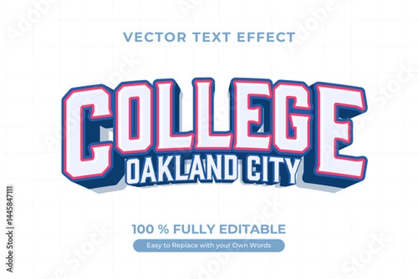 Obraz College Editable Vector Text Effect Design, Sport Text Style Design.