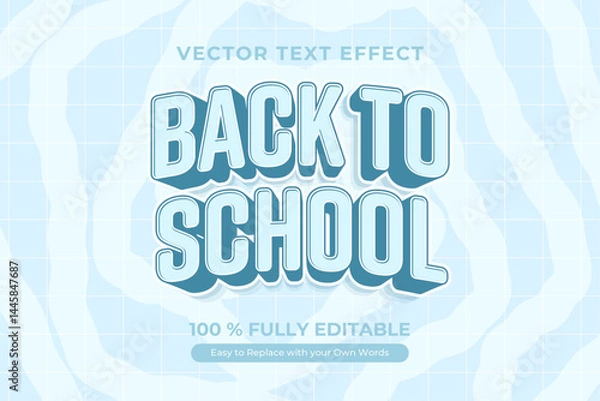 Obraz Back to School, Editable Vector Text Effect with Blue Flat Pastel Color Design