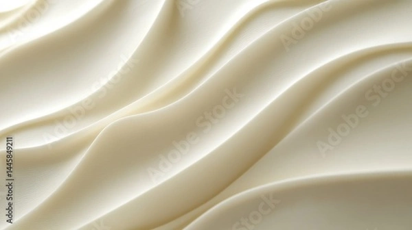 Fototapeta Smooth, flowing cream-colored fabric draping elegantly, showcasing texture