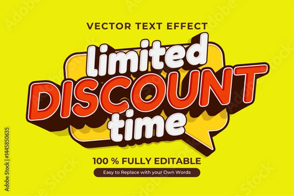 Obraz Limited time discount, editable vector text effect for promotions, perfect for marketing.