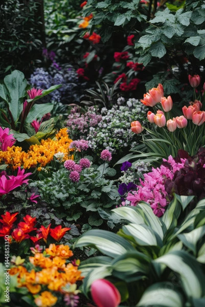 Obraz vibrant colors of spring plants in garden.