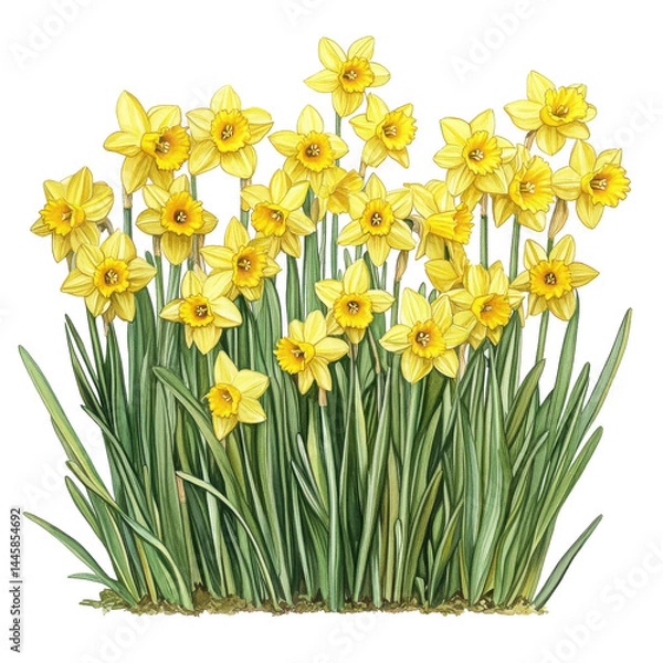 Fototapeta Yellow daffodil flower illustration on transparent background