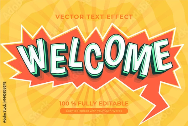 Obraz Welcome, editable text effect with pop art style