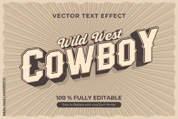 Obraz Editable Wild West Cowboy vector text effect. Perfect for vintage designs.