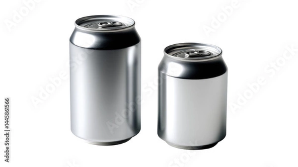 Obraz Pair of Aluminum Cans: Capturing the cool, sleek, and minimalist design of two aluminum cans, ready to be filled with refreshing beverages.