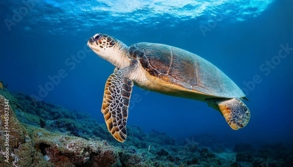 Obraz loggerhead sea turtle caretta caretta
