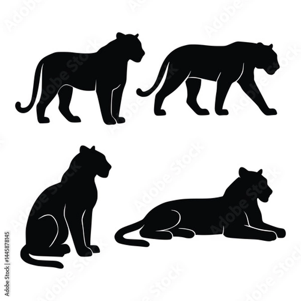 Obraz Black Panther Silhouettes Vector Set