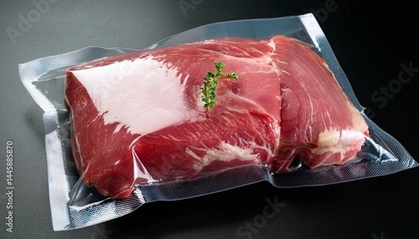 Obraz vacuum packed raw pork ready to sous vide cooking method