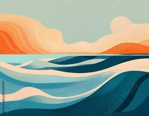 Obraz coastal inspired minimalist digital art abstract textured artwork with calm aesthetic
