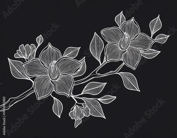 Obraz decorative branch illustration flower line art