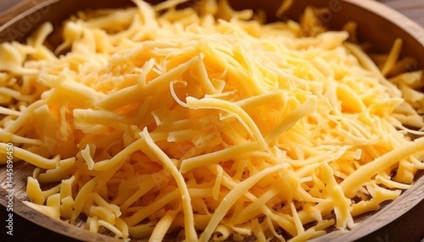 Obraz fresh made grated cheese close up shot
