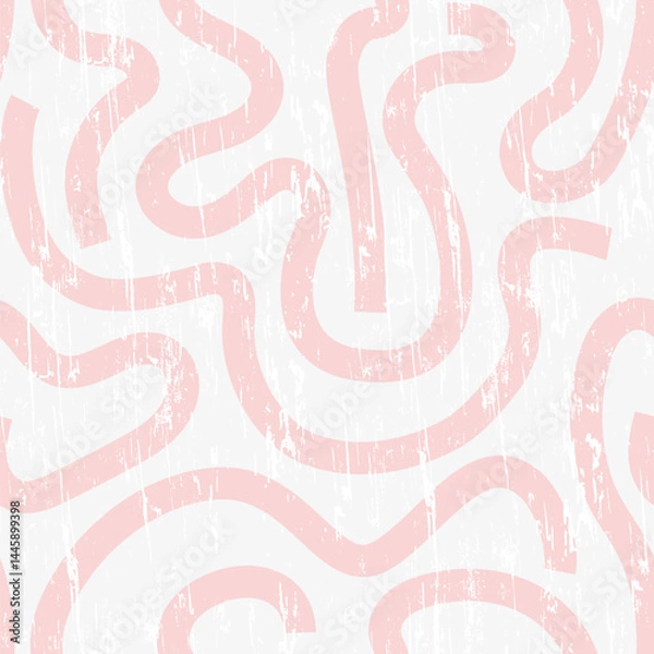 Fototapeta Bold textured curves lines. Monochrome abstract seamless pattern. Vector doodle graphic hand drawn illustration.