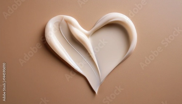 Obraz cosmetic smear of cream in the shape of heart on beige background