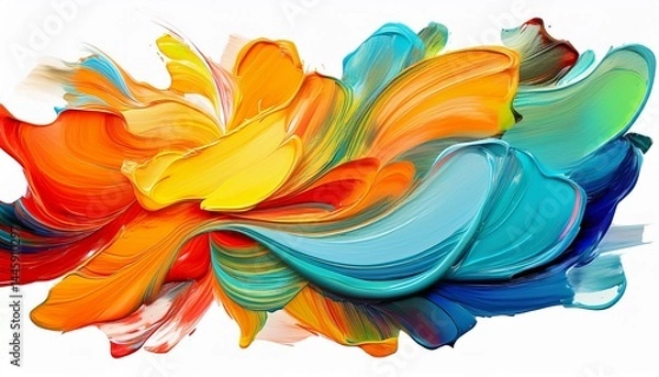 Obraz oil paint textures isolated on white as color abstract