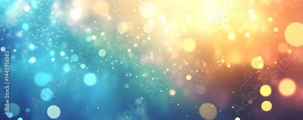 Fototapeta Abstract blurred spring background with bokeh light and sun rays. 