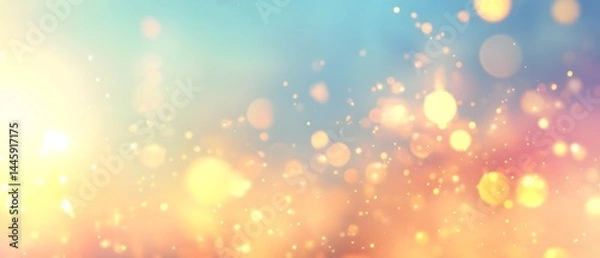 Fototapeta Abstract blurred spring background with bokeh light and sun rays. 
