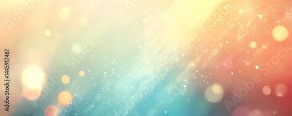 Fototapeta Abstract blurred spring background with bokeh light and sun rays. 