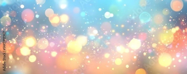 Fototapeta Abstract blurred spring background with bokeh light and sun rays. 
