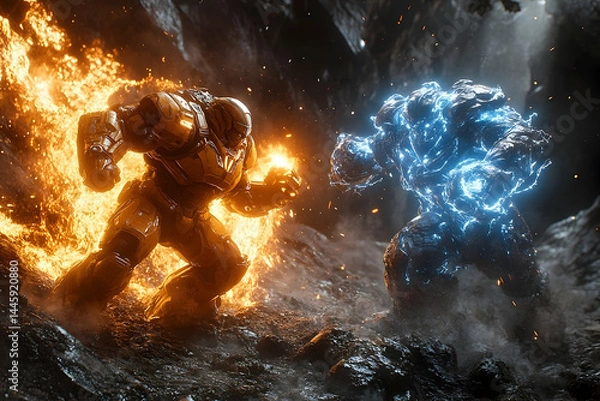 Obraz Fire and ice characters confrontation