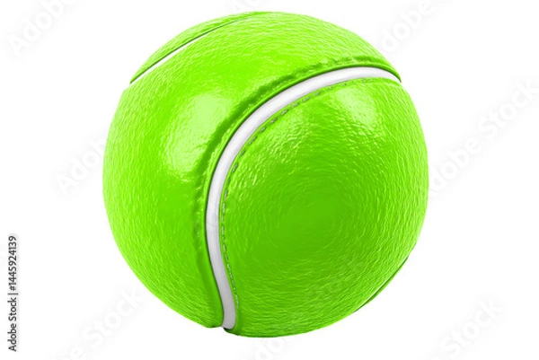 Obraz Bright yellow fuzzy tennis ball with white curving lines, isolated on a transparent background