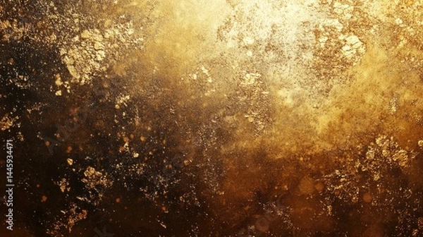 Fototapeta Elegant gold foil texture with distressed finish for luxury design. Abstract grunge metallic surface with scratches and smudges. Versatile golden backdrop for creative projects in fashion. High