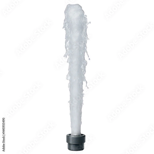 Obraz Powerful vertical water jet spraying upwards from a nozzle, creating a dynamic and sparkling stream.