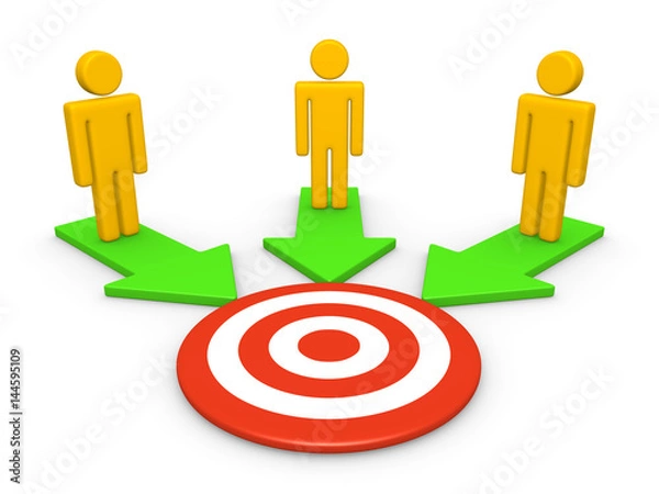 Obraz Three people with common target. 3d render.