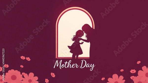 Obraz Beautiful Mother's Day greeting card with floral illustrations and handwritten typography, perfect for holiday promotions and family-themed designs.