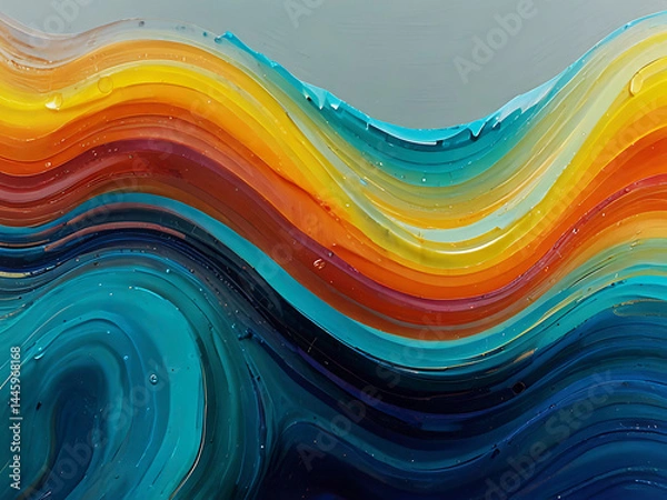 Obraz Bright abstract fluid wave with vibrant colors and glossy texture. Perfect for backgrounds, art prints, and creative concepts.