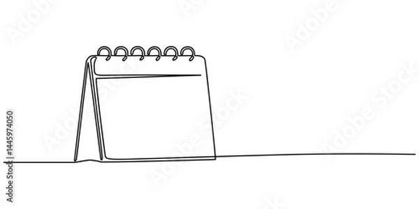 Fototapeta Table calendar continuous one line drawing and happy new years outline vector icon, Loose-leaf calendar. One continuous line drawing of calendar. Symbol of memorable moment and the day. pro  Editable.
