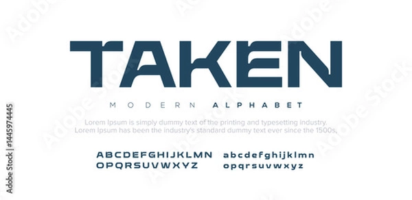 Fototapeta Modern abstract digital tech font. Logo creative font, type, technology, movie, digital, music, movie. Font and illustration in vector format.