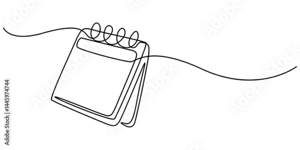 Fototapeta Table calendar continuous one line drawing and happy new years outline vector icon, Loose-leaf calendar. One continuous line drawing of calendar. Symbol of memorable moment and the day. pro  Editable.