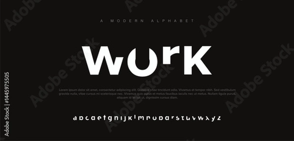 Obraz Work elegant abstract technology science alphabet lowercase font. digital space typography vector illustration design	