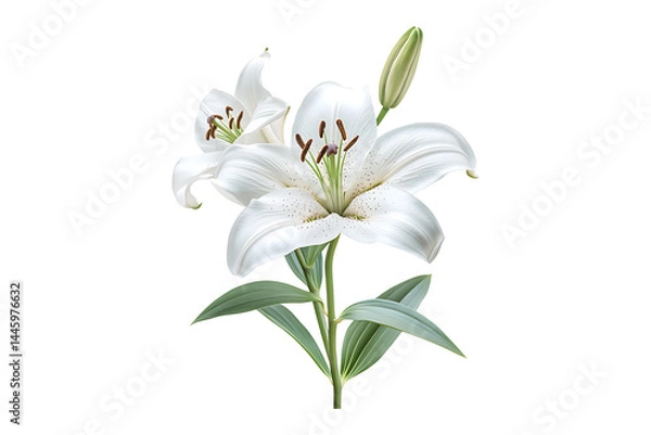 Fototapeta Lily flower isolated on white or transparent background