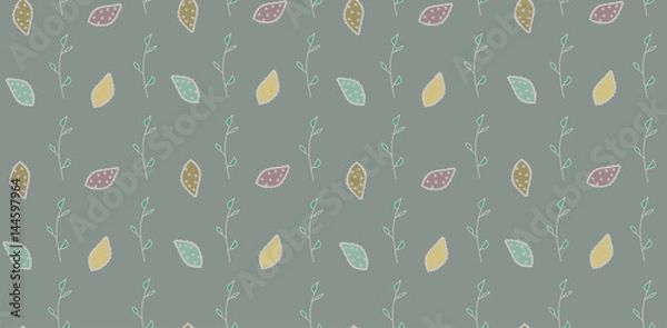Obraz Pattern with leaves on the green background